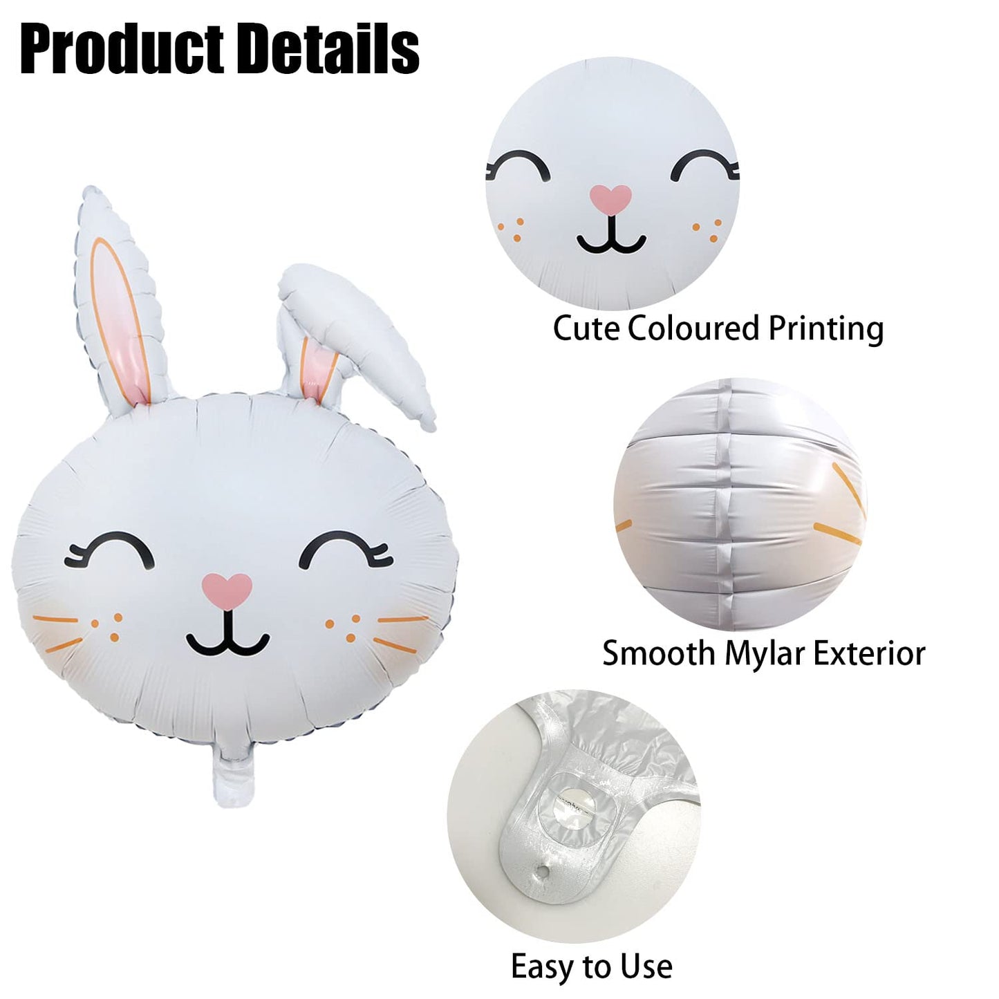 HADCKJA Bunny Balloons Easter Balloons Rabbit Head Foil Balloon for Easter Themed Party Bunny