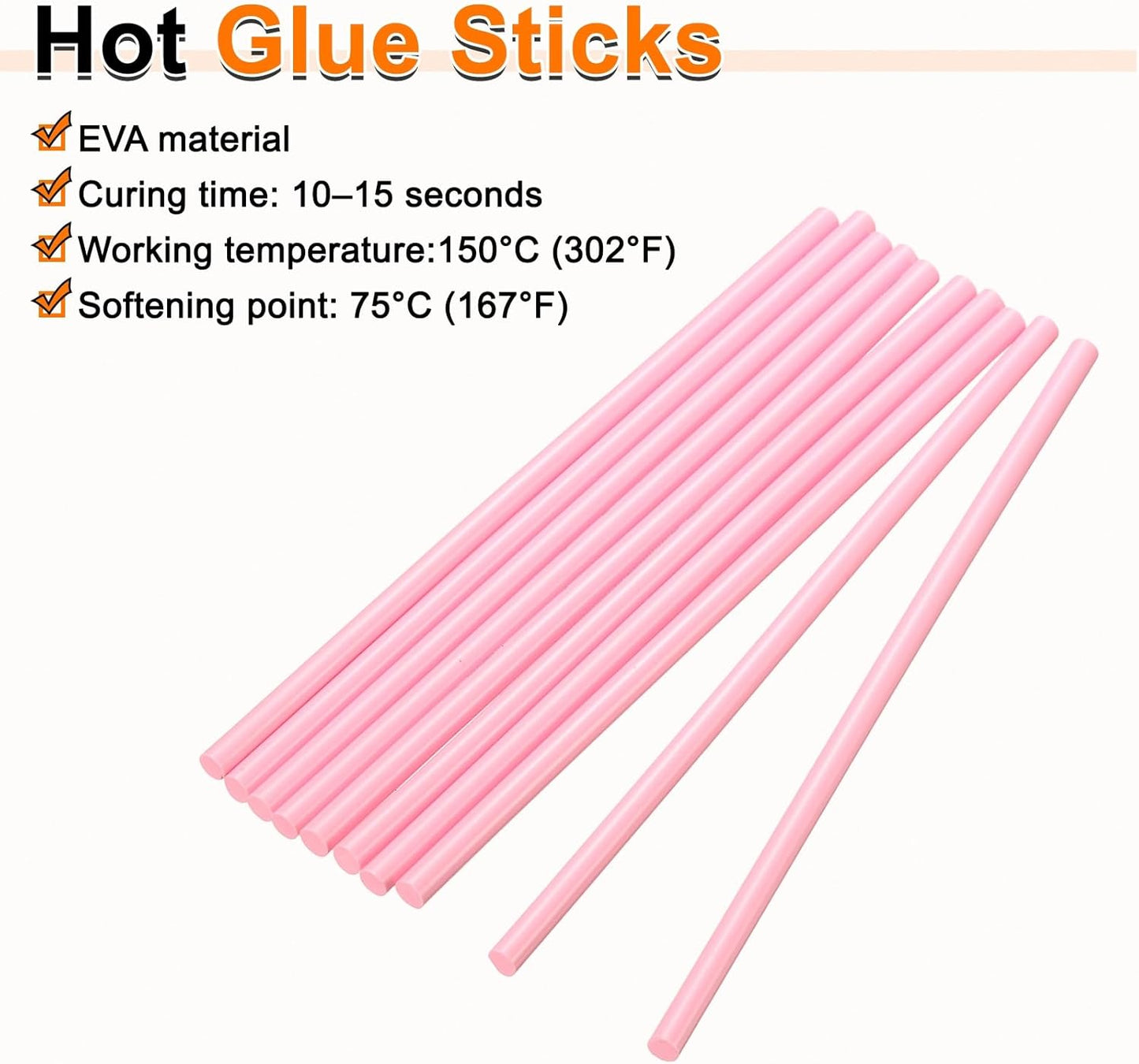 HARFINGTON 10pcs Hot Glue Sticks 0.28" Dia x 9.84" Long EVA Mini Hot Melt Adhesive Glue Stick for Hot Melt Gun Wood Plastic Glass Flowers Fabrics Foam, Pink