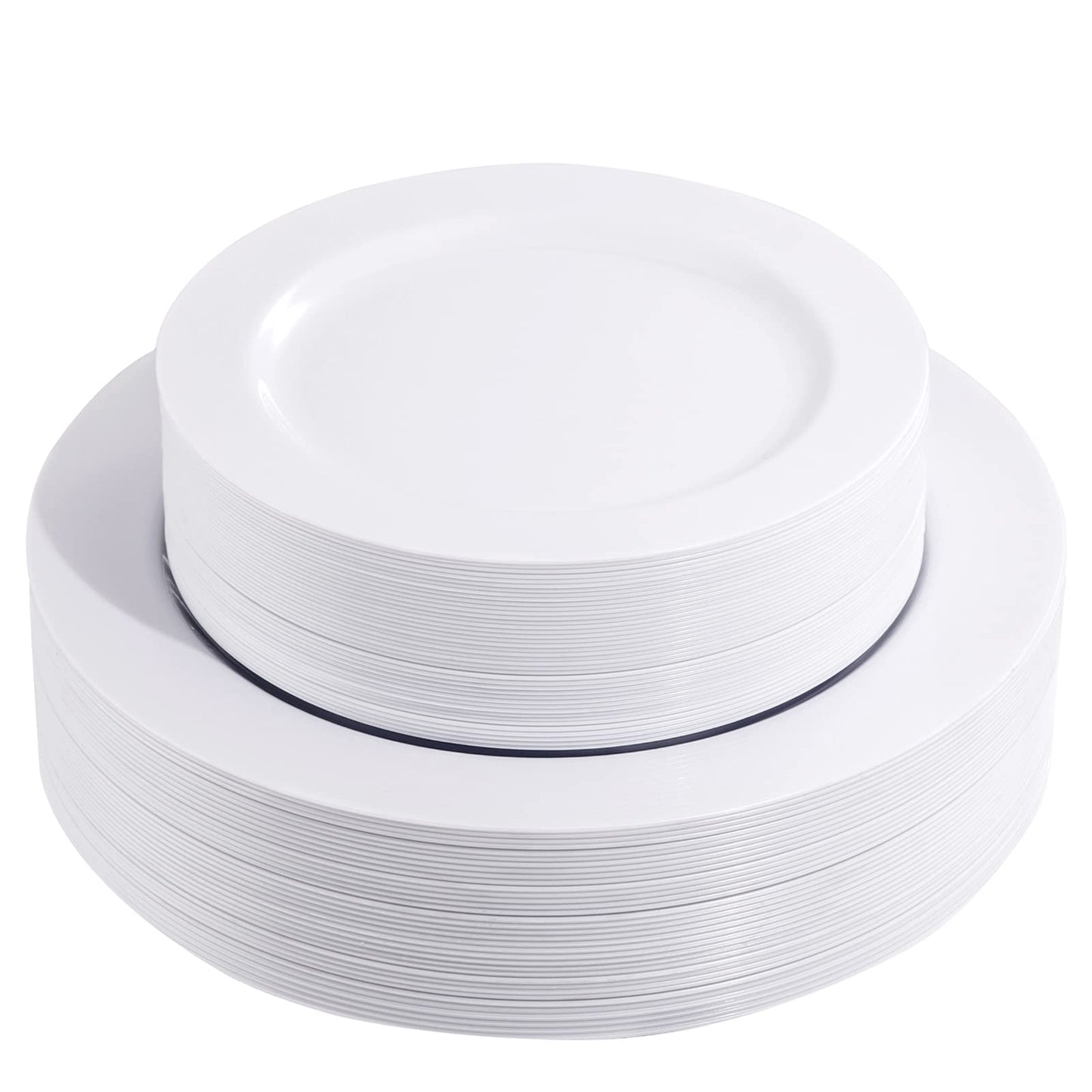 FLOWERCAT 60PCS White Plastic Plates - Heavy Duty White Disposable Plates for Outdoor/Birthday