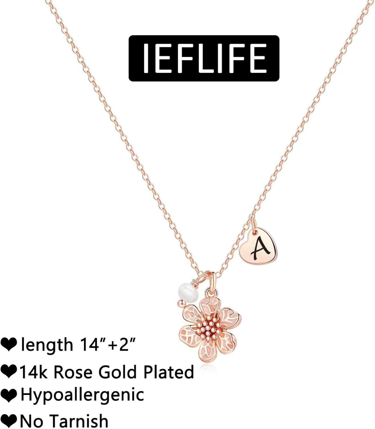 IEFLIFE Flower Girl Gifts - 14K-Gold-Plated Heart Initial Necklace Wedding Gift for Girls