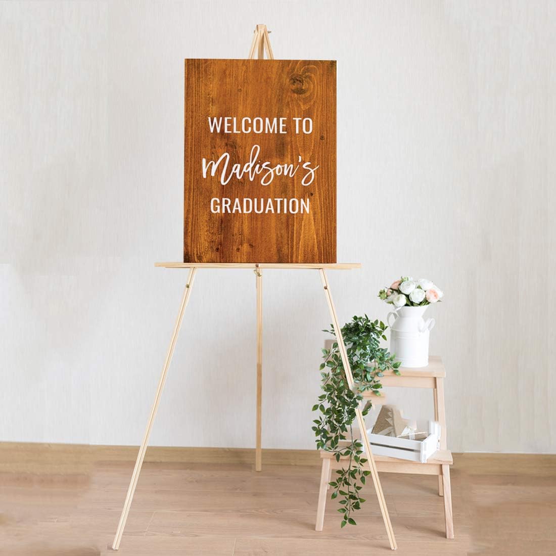 Andaz Press Personalized Extra Large Wedding Easel Board Party Sign, 12x18-inch, Rustic Barn Wood, Your Text Here, 1-Pack, Custom