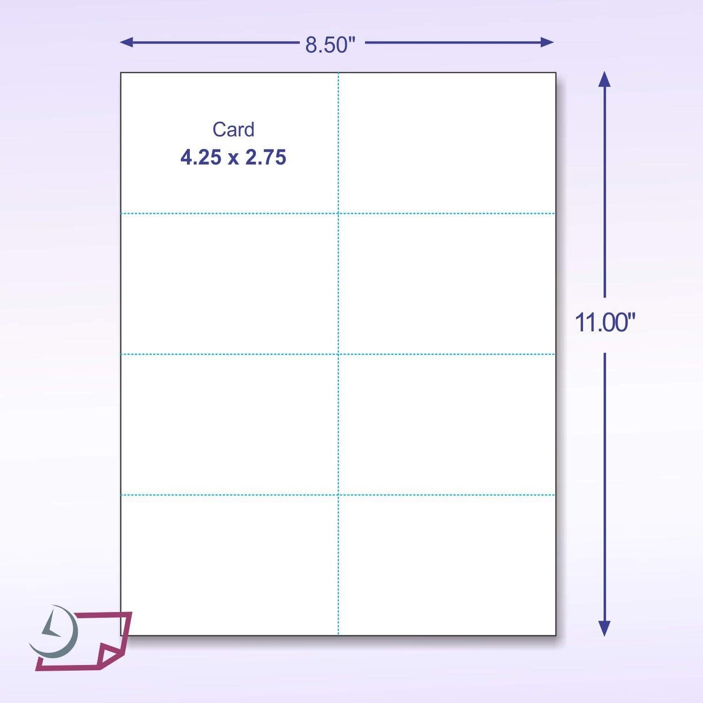 NextDayLabels - Blank Perforated Printable Cardstock, 8 Cards per Sheet, 125# tag - for laser and inkjet printer, 4-1/4" x 2-3/4" Each Card - 800 Cards - made in the USA
