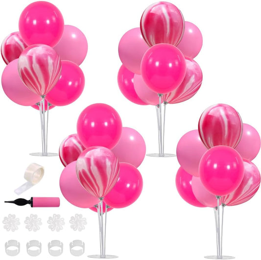 TONIFUL 4 Balloons Stand Kit Pink Marble Centerpieces Table Decoration for Girl Sweet 16th Birthday Decorations Bridal Shower,Baby Shower,15th Quinceanera Table Party Decorations