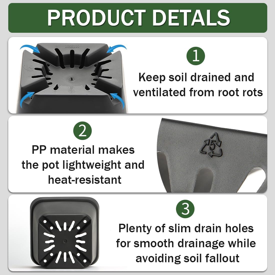 80 Pcs Nursery Pots 4 Inch, Plastic Seed Starting Pot with Drainage Holes, Sturdy Seedling pots for Planting, Succulents, Transplanting, Cuttings (Black)