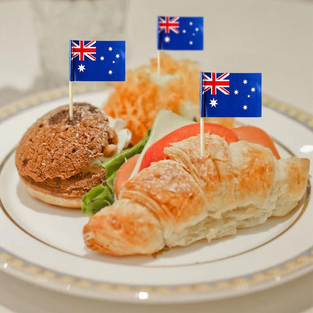 Australia Flag Australian Flag, Small Mini Australia Toothpick Flags for Food, Cupcakes, Cocktails, Appetizers, Bar Party Decorations