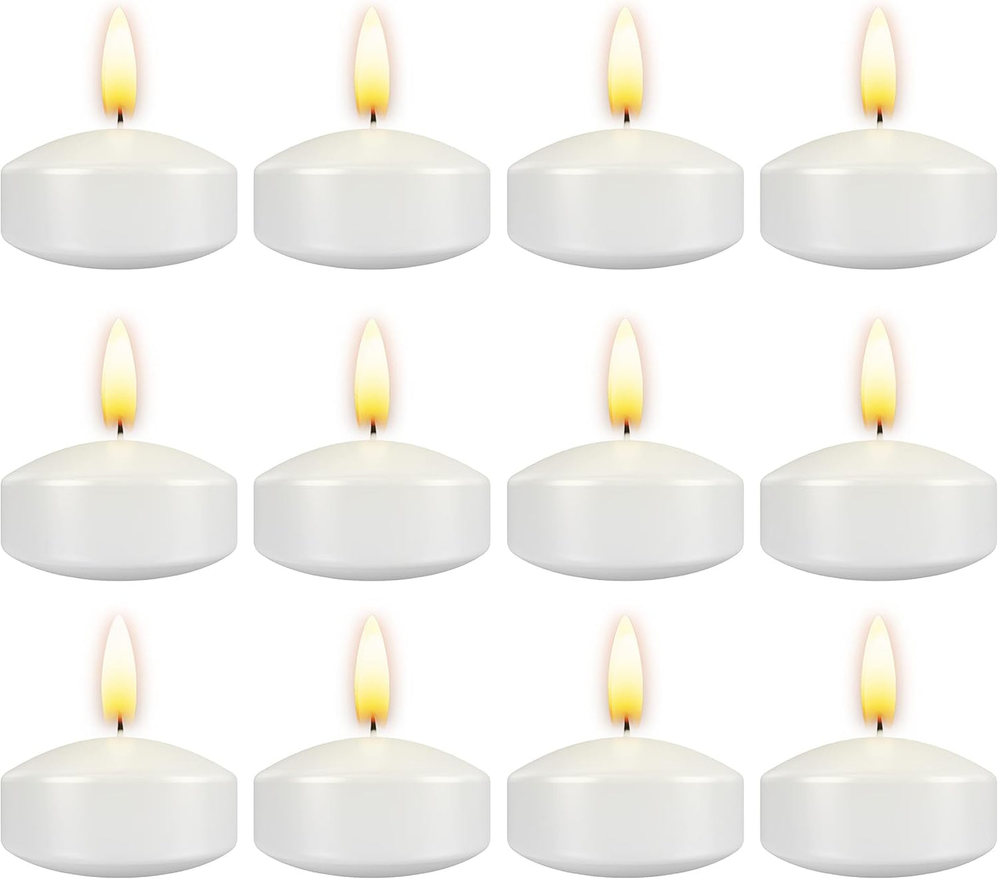 Aignis 12pcs Floating Discs Wax Candles, Burning Time 4+ Hours, 2 Inch Unscented Dripless, White Set for Wedding/Birthday/Celebration/Party/Holiday/Home Décor