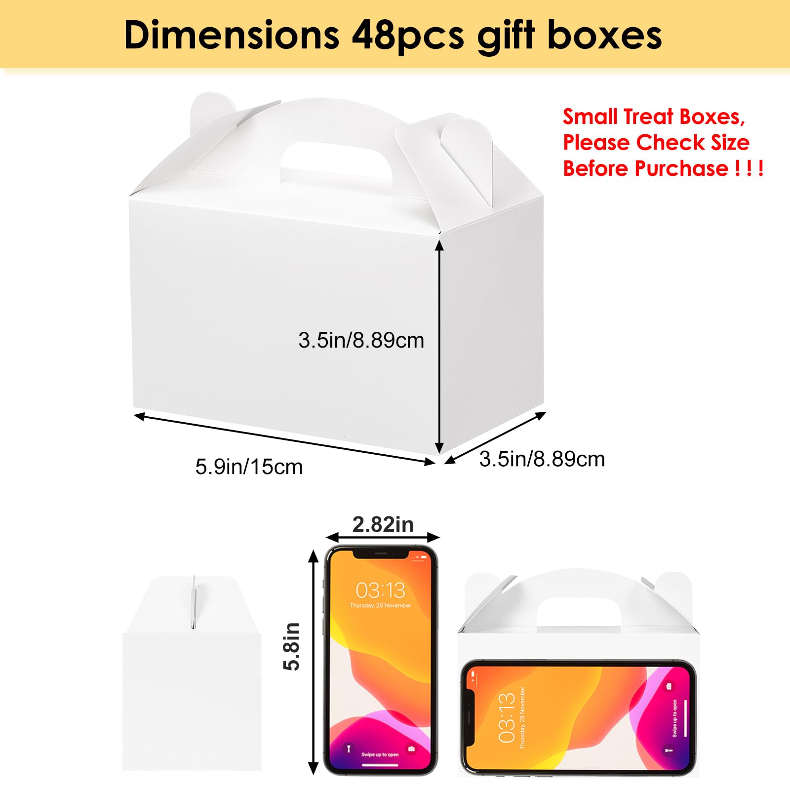 Moretoes 48pcs Small Party Favor Treat Boxes, Gift Boxes with Handles