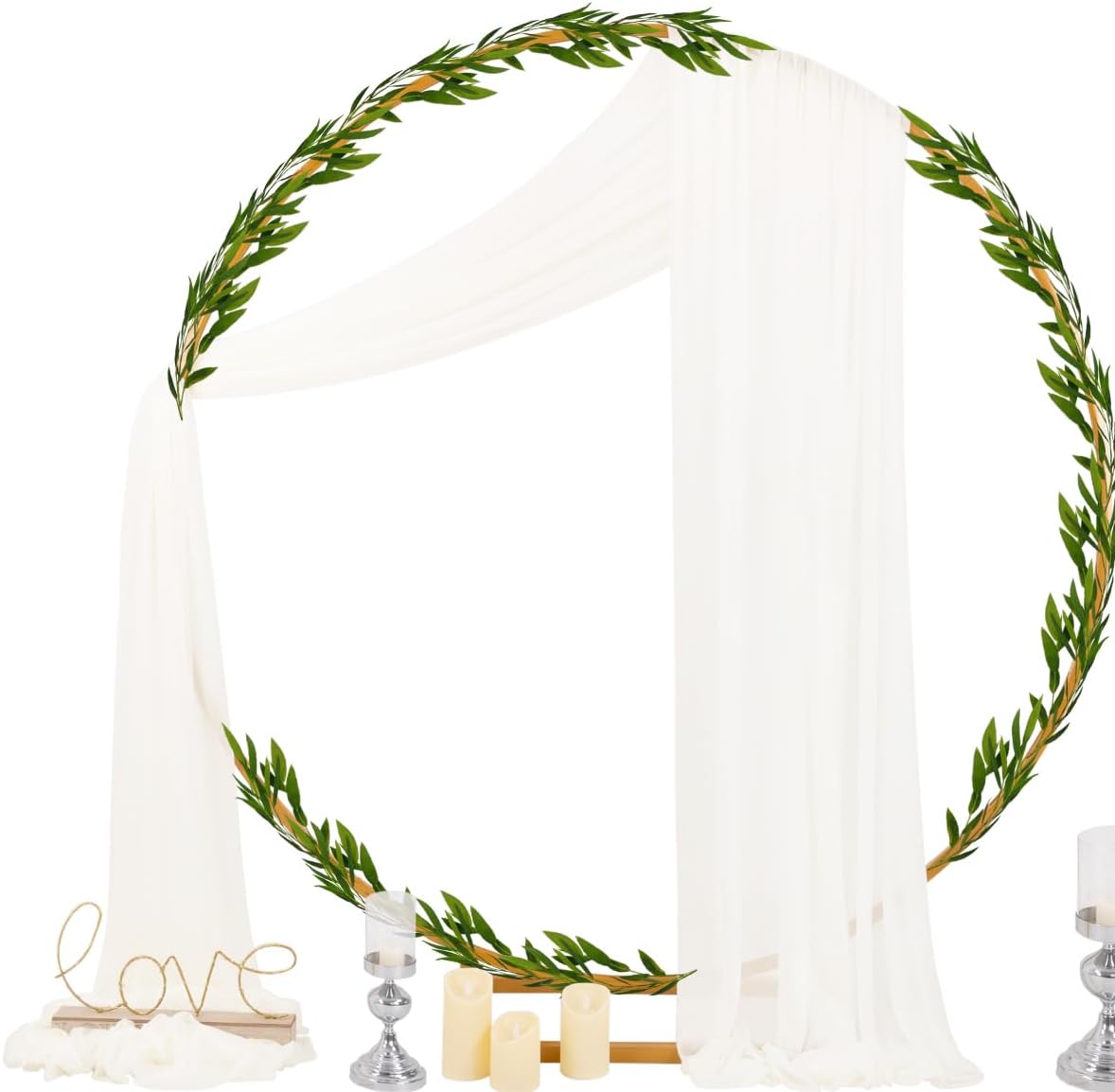 Socomi Ivory White Wedding Arch Draping Fabric 29" x 20Ft 1 Panel Sheer Outdoor Curtain Drapes Extra Long for Bridal Baby Shower Ceremony Birthday Party Decor