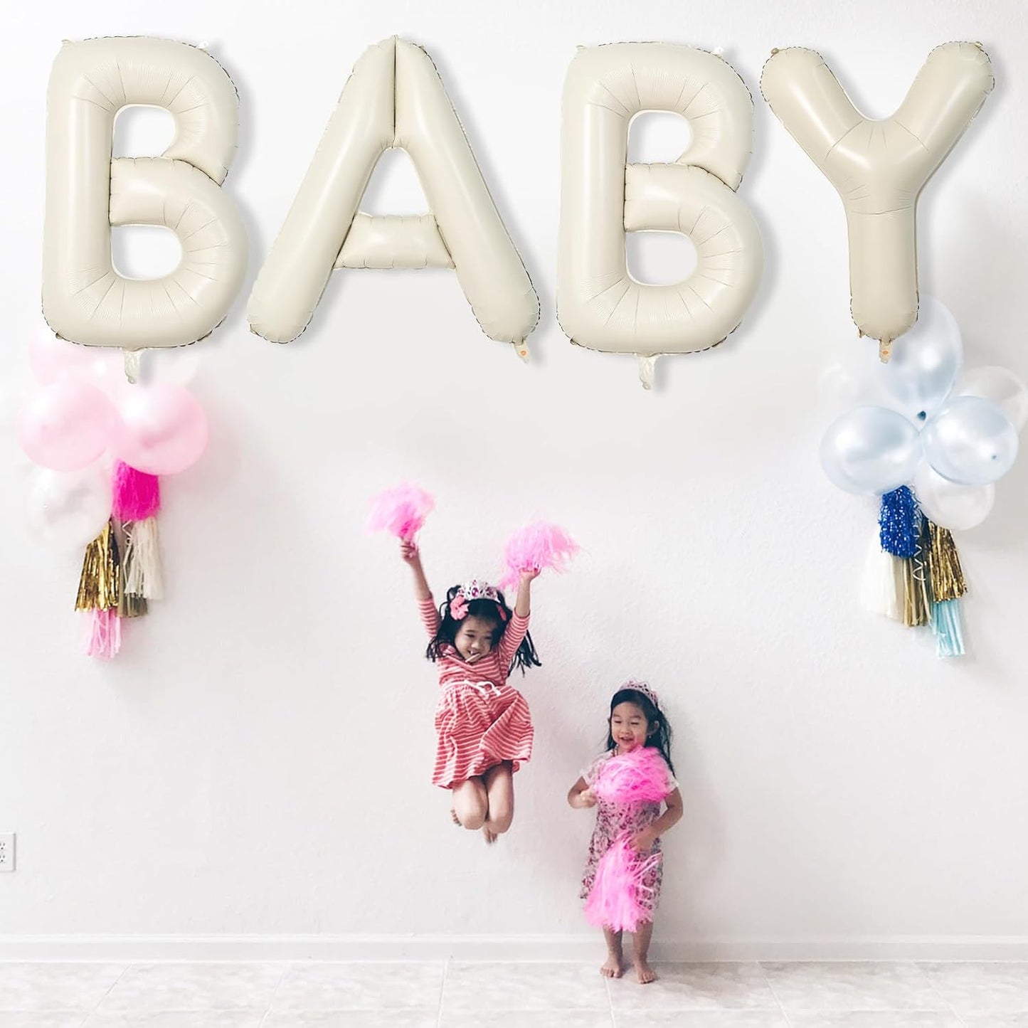 Giant Alphabet X Foil Name Balloons, Cream Ivory White Inflatable Word X Letters for Birthday Decor, 40 Inch Mylar Beige A-Z Custom Letter for Girls Baby Shower Party Decoration Supplies