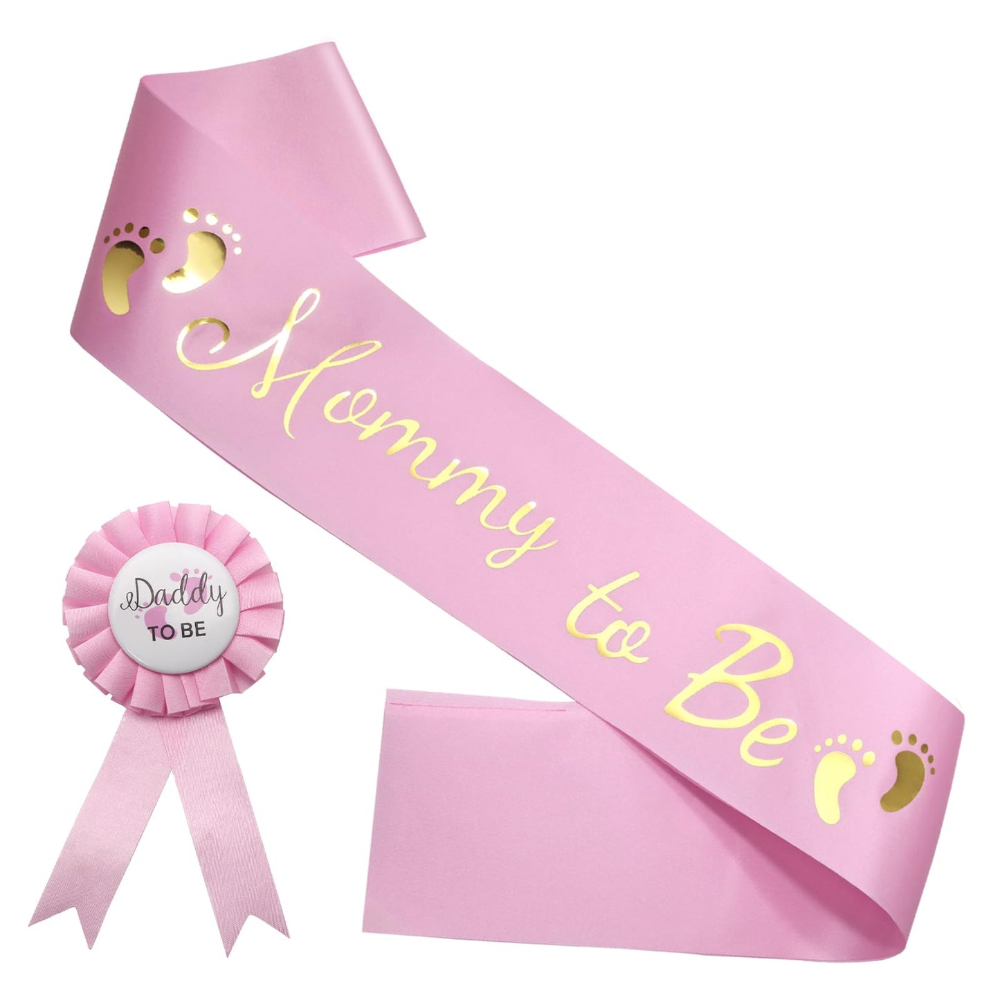 MILVOWOC Baby Shower Sash 2 Pack Mommy & Daddy to Be Set, Pink