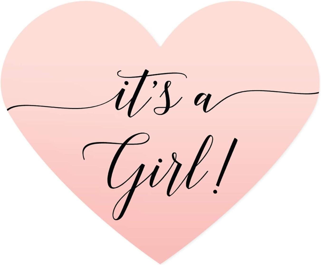 Andaz Press Blush Pink Rose Elegant Party Baby Shower Collection, Heart Label Stickers, It's a Girl!, 30-Pack, Favors Decor Envelope Seals