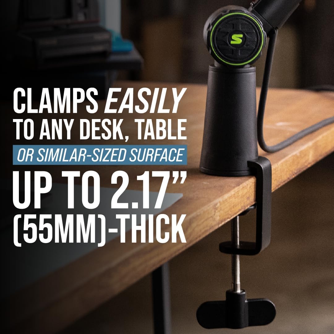 Shure by Gator Deluxe Articulating Desktop Podcasting Mic Boom Arm with Cable Management Channel; (SH-BROADCAST1)