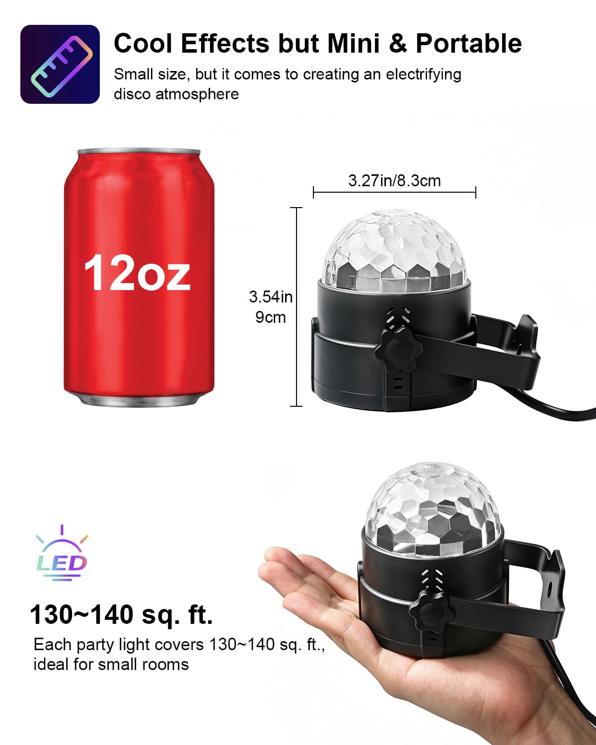 Luditek Sound Activated Party Lights with Remote DJ Lighting, Disco Ball Strobe Stage Light for