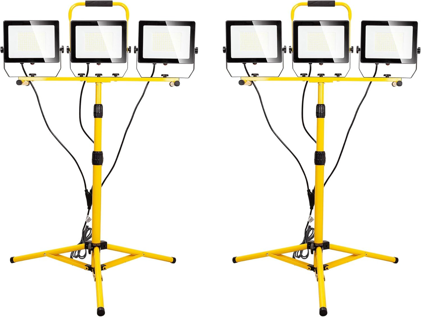 LED Worklights 60000Lumen, 3 Head 600W Work Light, Portable, with Stand, with 13.5FT Cord, IP66 Waterproof, Tripod, for Outdoor Indoor, Construction Site