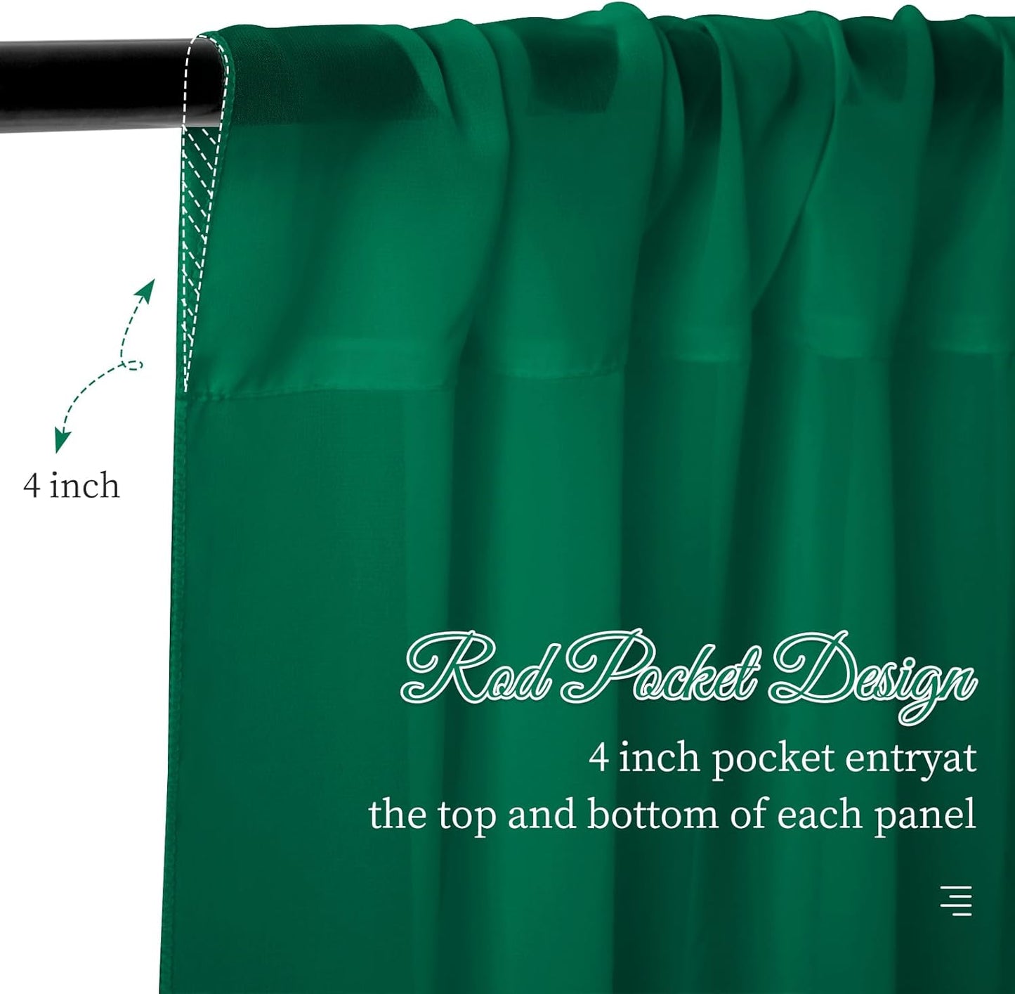 6 Panels Emerald Green Wedding Ceiling Drapes 5ftx20ft Ceiling Drapes Chiffon Fabric Arch Draping Sheer Curtains Soft Drapery Draping Wedding Ceiling Decorations for Party Ceremony Stage Swag