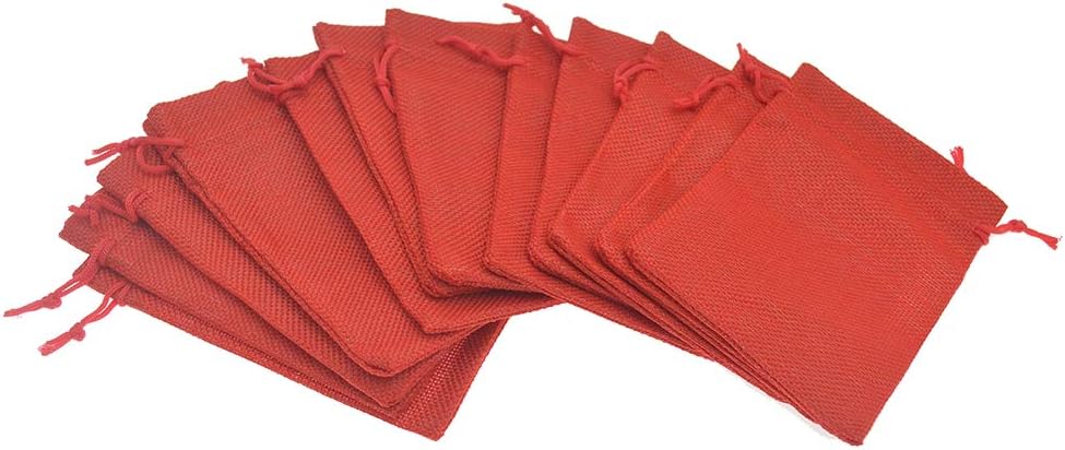 20pcs Burlap Bags with Drawstring, 2.7x3.5 Inch Red Jute Gift Bag Bulk for Christmas Wedding Party Favors, Jewelry and Candy Pouches
