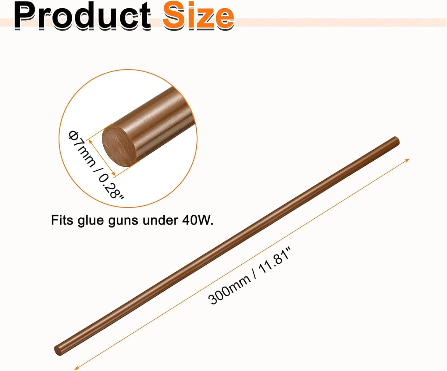 HARFINGTON 10pcs Hot Glue Sticks 0.28" Dia x 11.81" Long EVA Mini Hot Melt Adhesive Glue Stick for Hot Melt Gun Wood Plastic Glass Flowers Fabrics Foam, Brown