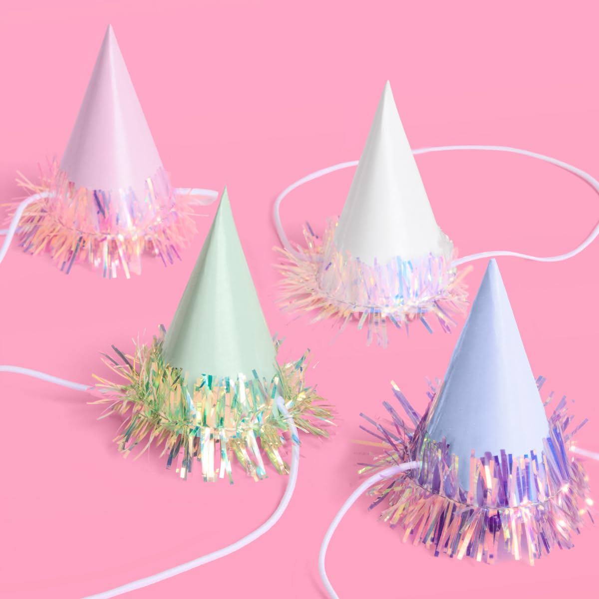 xo, Fetti 10pc Iridescent Foil Mini Party Hats | Birthday Hair Accessory