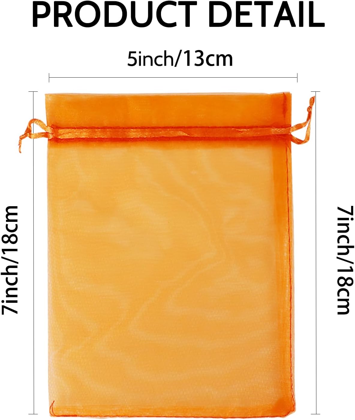 Wudygirl 100PCS 5X7 Inch Organza Bags - Jewelry, Drawstring, Sheer Organza Bags for Halloween, Christmas, Parties, Weddings, Baby Showers (Orange 5X7)