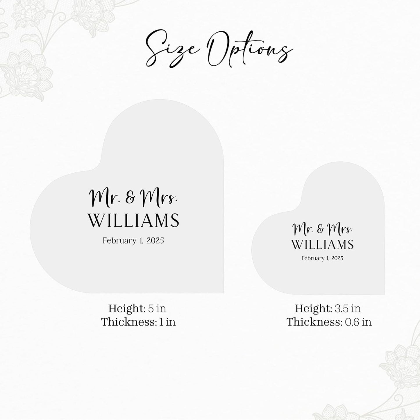 Personalized Wedding Heart Acrylic Block Mr & Mrs Cake Topper, Custom Wedding Keepsake Bride & Groom