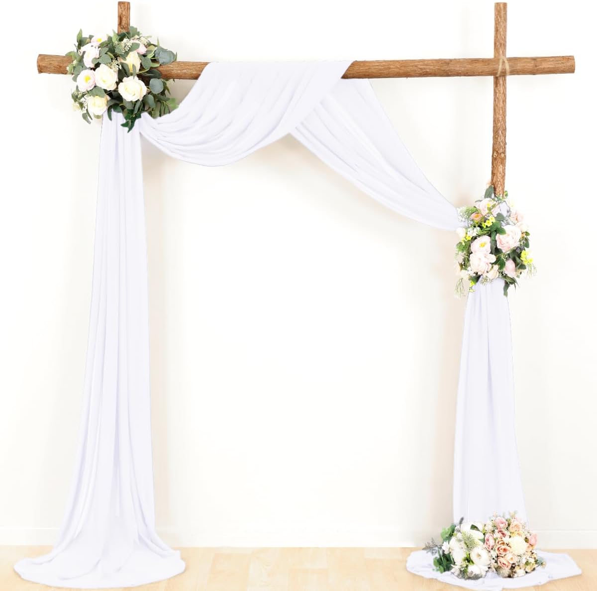 White Wedding Arch Draping Fabric 1 Panel 30'' x 18FT Sheer Chiffon Arch Drapery for Easter Bridal Shower Backdrop Outdoor Party Arches Church Ceremony Decoration