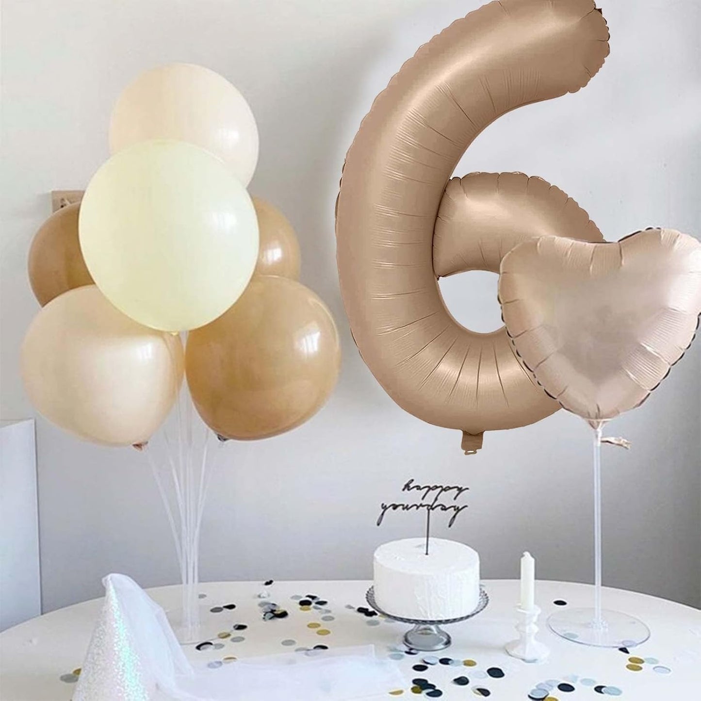 40 Inch Balloon Number 8 Nude, Large Apricot Foil Number Balloons Set 0-9, Neutral Digital 8 Helium Balloons for Girls Boys Men Women 8th 18th 80th Birthday Anniversary Graduation Party Decoration