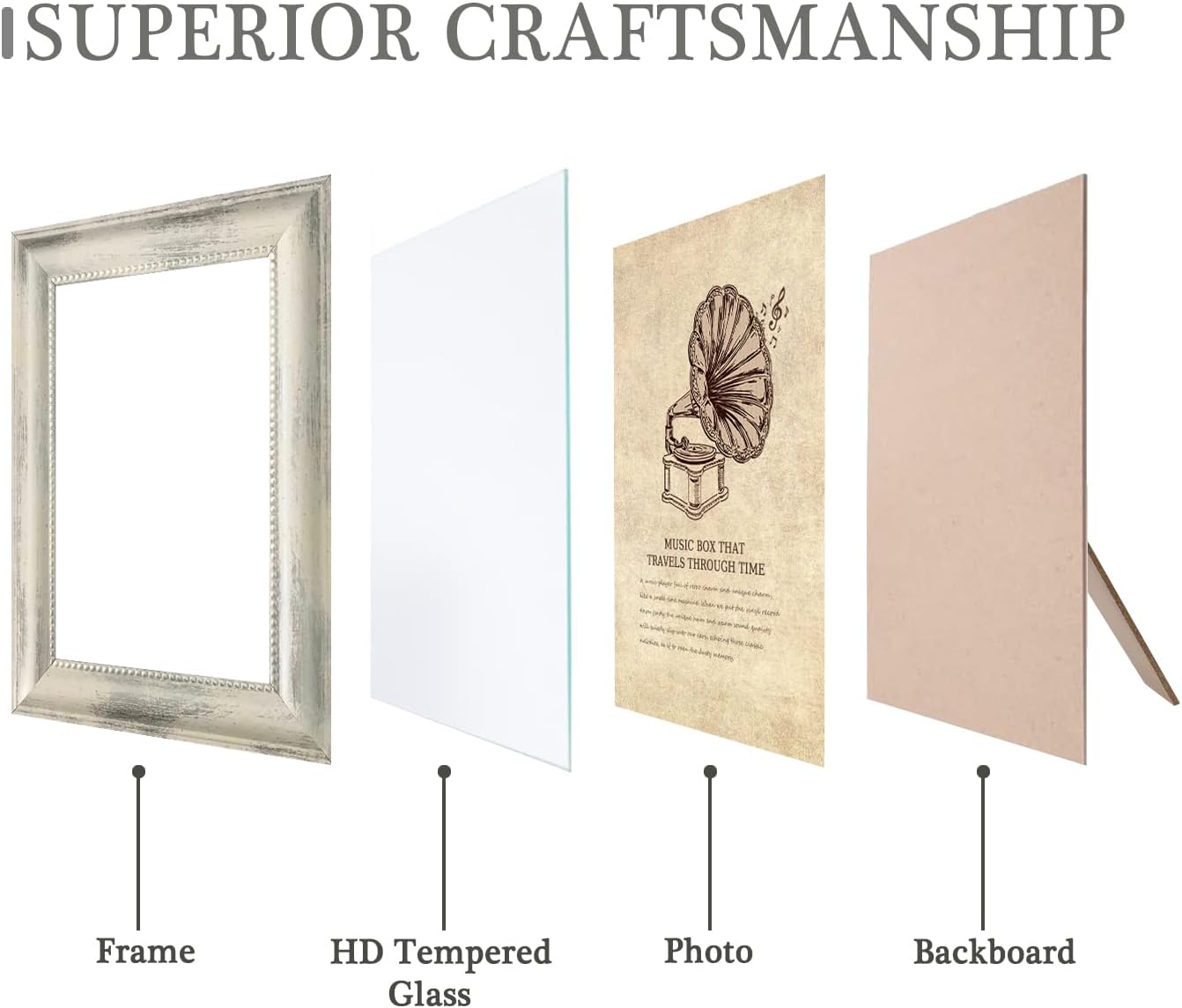 4x6 Picture Frames Set of 4- Rustic Retro Photo Frame with Real Glass Wall Mount and Tabletop Display Family Friends Wedding Gift