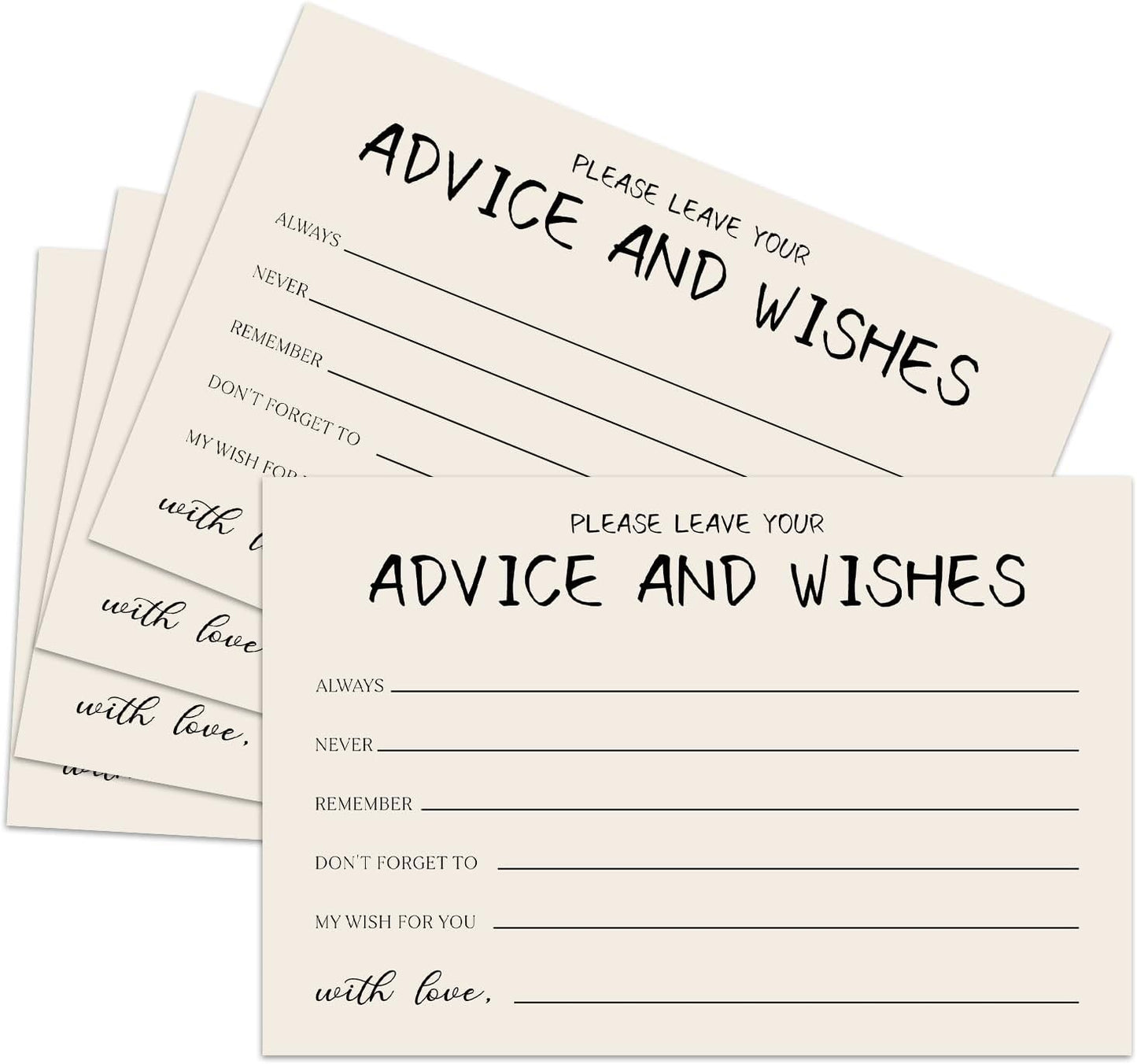 25 Advice and Wishes Cards, Minimalism Fill-In Advice Cards for Bridal Shower Wedding Baby Shower Birthday Party Graduation Party, Well Wishes Card for Mr & Mrs Adults, Party Supplies -08