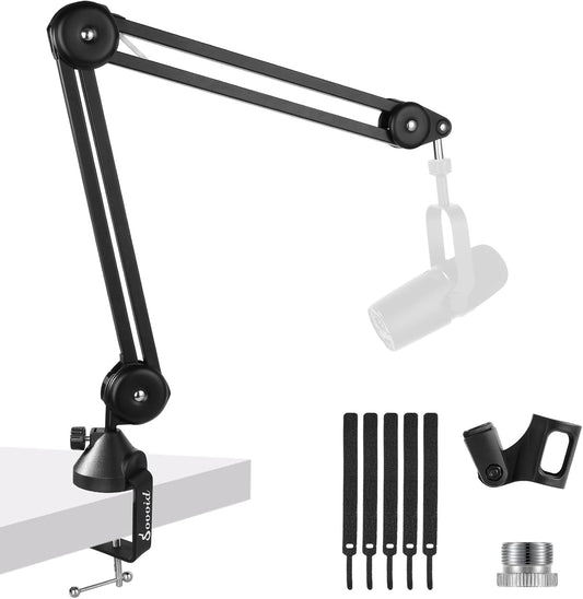 Mic Boom Arm ??Heavy-Duty Microphone Stand with Desk Mount Clamp&Microphone Clip Ideal for Podcast & Gaming, Supports 4.4 lbs for Blue Yeti, FIFINE, HyperX, Shure & More