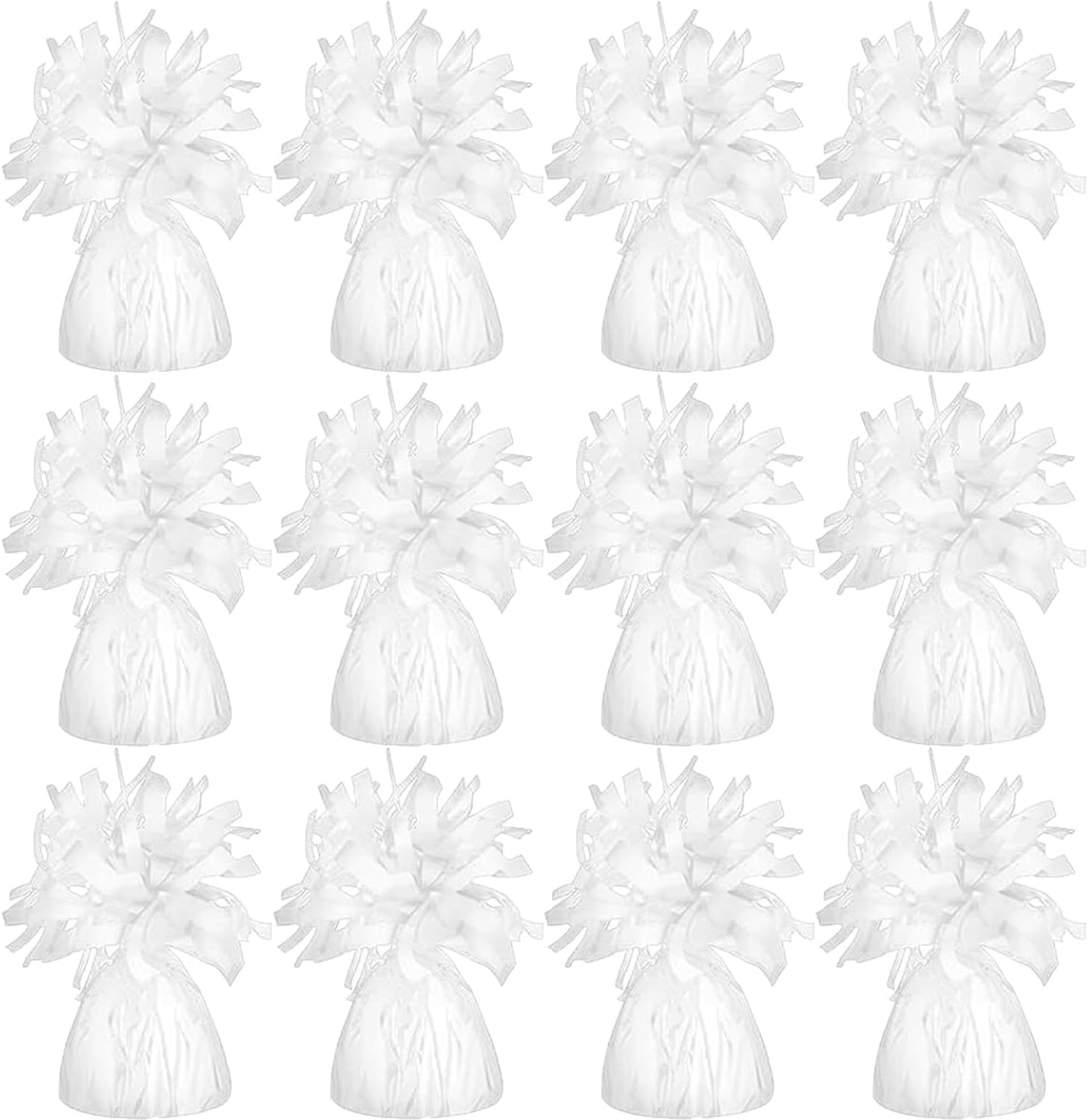 Metallic Balloon Weights, Birthday Party Favors, Novelty and Gag Gifts, 5.5" Inches, 12-Pack (White)