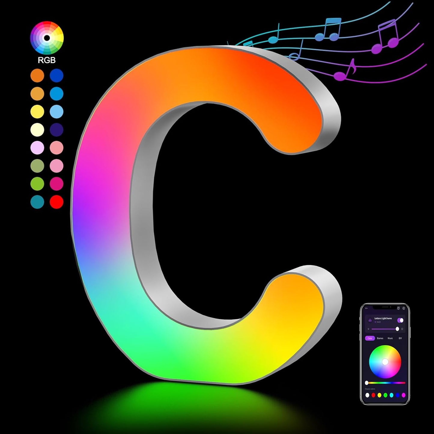 OJQ Light Up Letters LED Letter - Marquee Letters Room Decor Alphabet Letter Music Sync Color Change Colorful - Christmas Birthday Gifts for Girl - Teen Girls Gifts Party Home Wall Decor