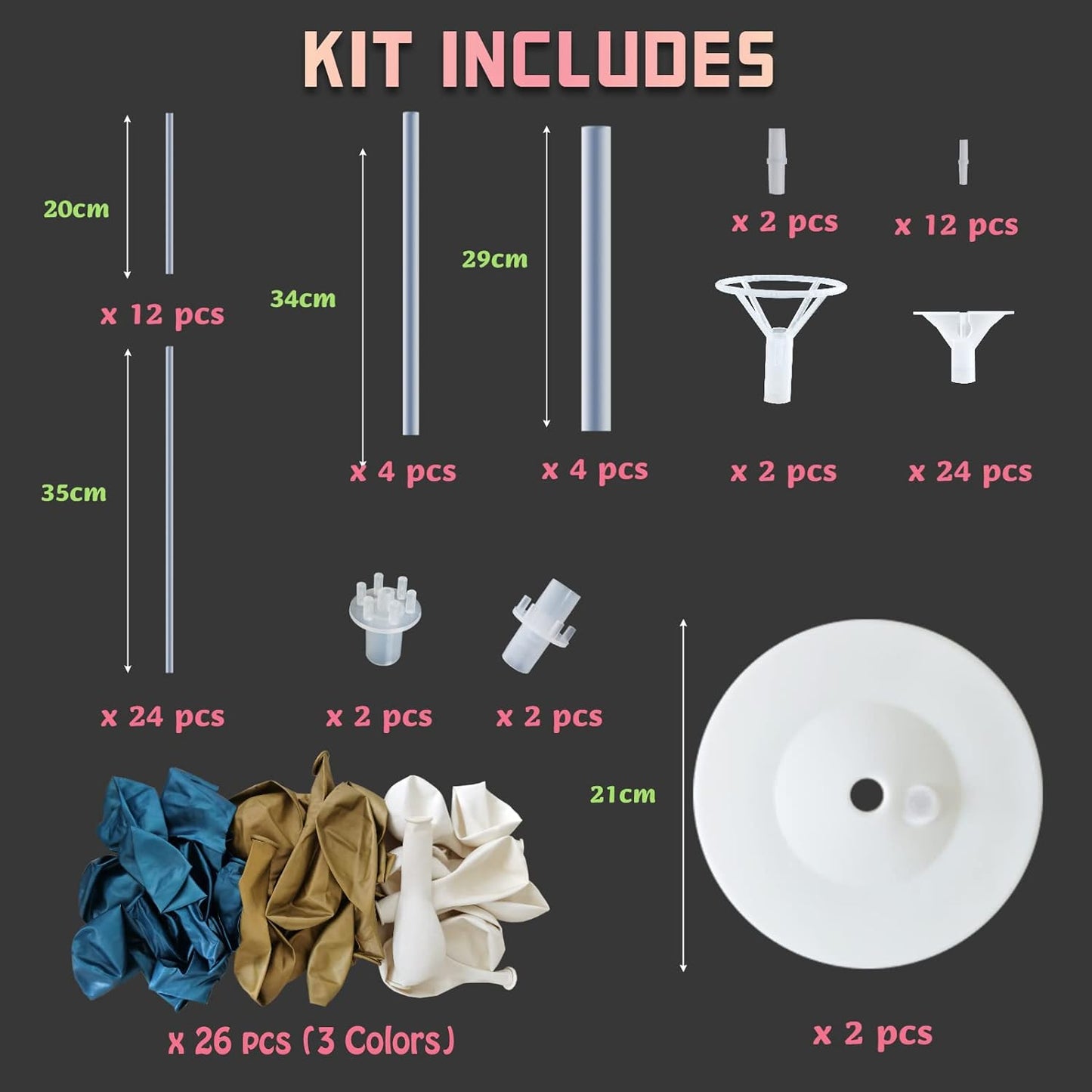 Balloon Column Kit for Floor- Set of 2,Balloon Columns with Stand, Base and Pole,Balloon Tower Backdrop Decoration for Wedding, Baby Shower, Birthday Party, or Bachelorette Parties (BLUE GOLD)