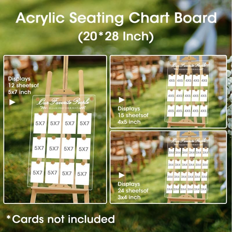 Wedding Seating Chart Board,20x28 Inch Acrylic Seating Chart Board Hanging Seating Chart for Wedding Reception Display (People)