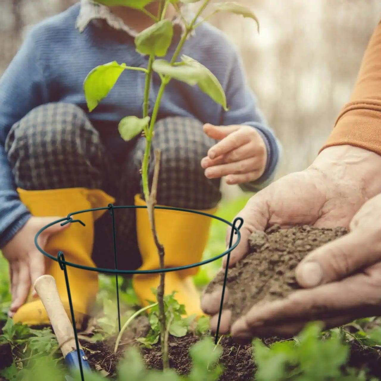 14" Wide x 24" High Peony Cage Rings Garden Plant Support Brace, Pack of 5 Round Metal Plant Stakes Rings, Strong Large Garden Supports for Flowers, Peonies, Rose, Lily