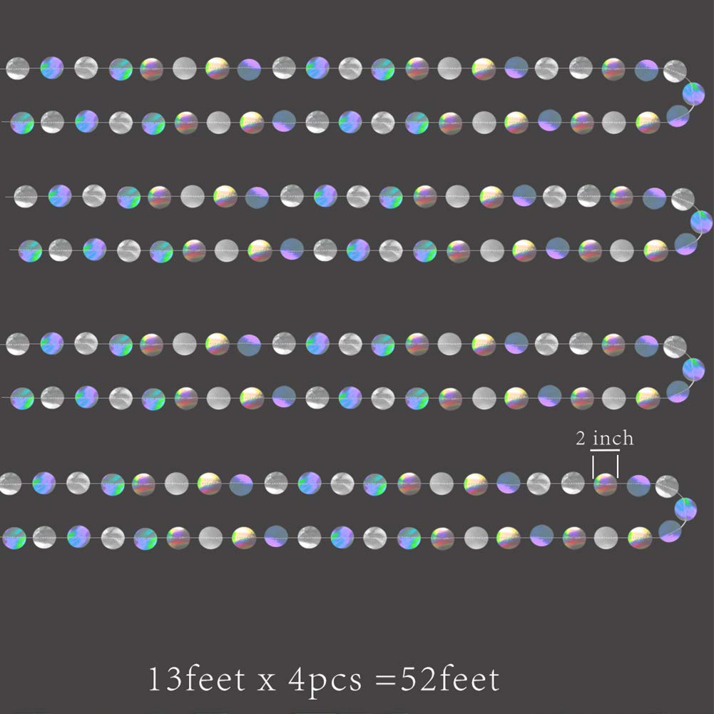 Cheerland Iridescent Party Decorations Holographic Circle Garlands Disco Theme Birthday Decorations