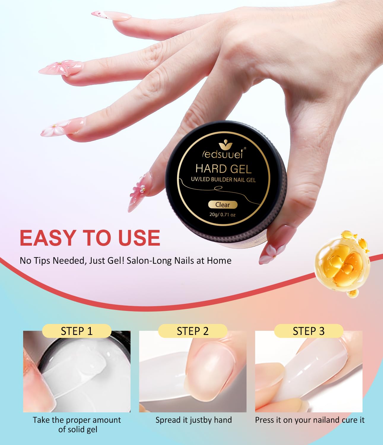 Solid Builder Gel for Nails LEDSUUEI - 100g Large Capacity White 3D Nail Gel Sculpting Non-Sticky Hand Carving Glue Extension for Manicure Salon Home Decoration DIY