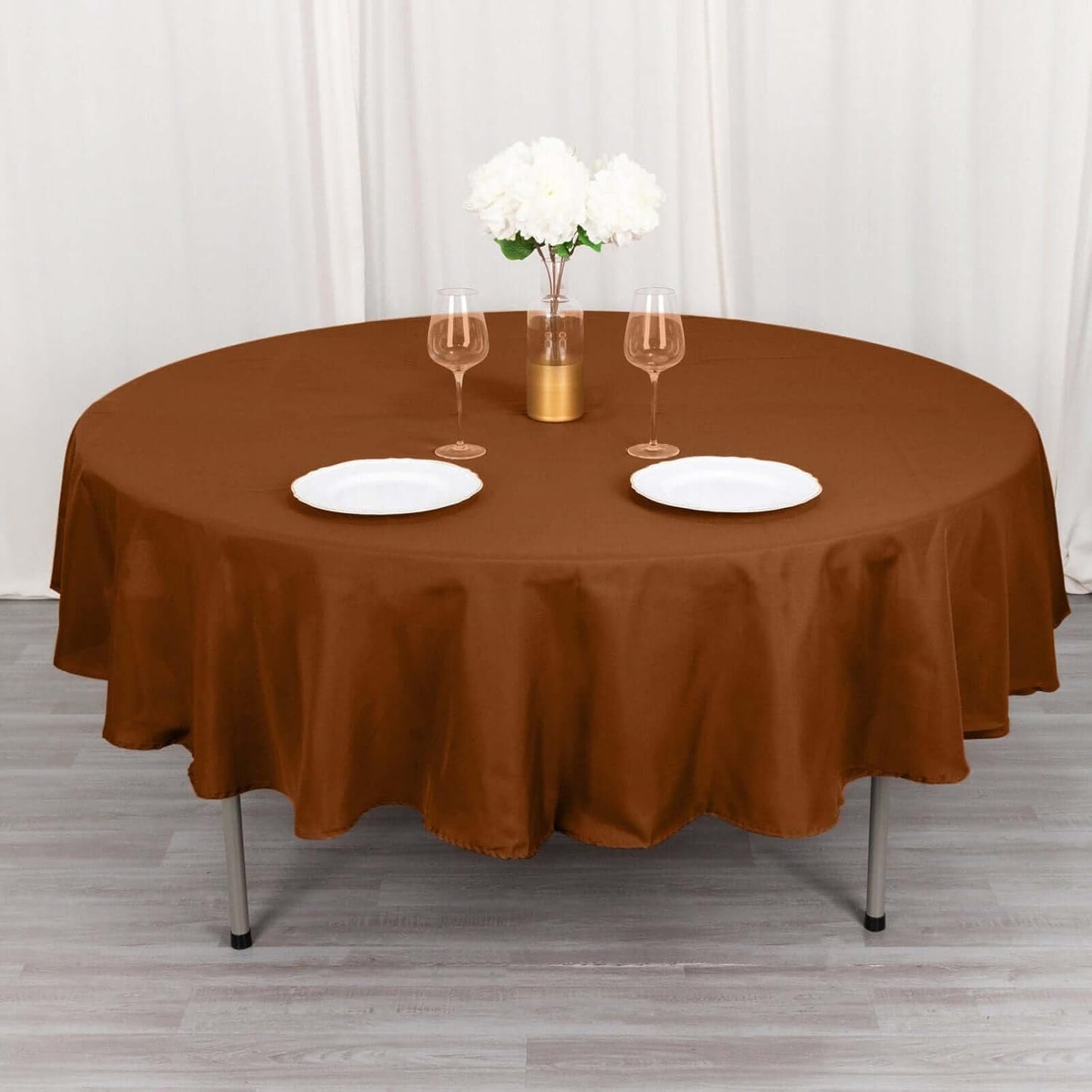 Efavormart Round Tablecloth, 90 Inch Stain & Wrinkle Resistant Washable Table Cloth, Decorative Polyester Fabric Table Cover for Banquet, Wedding, Dining- Brown
