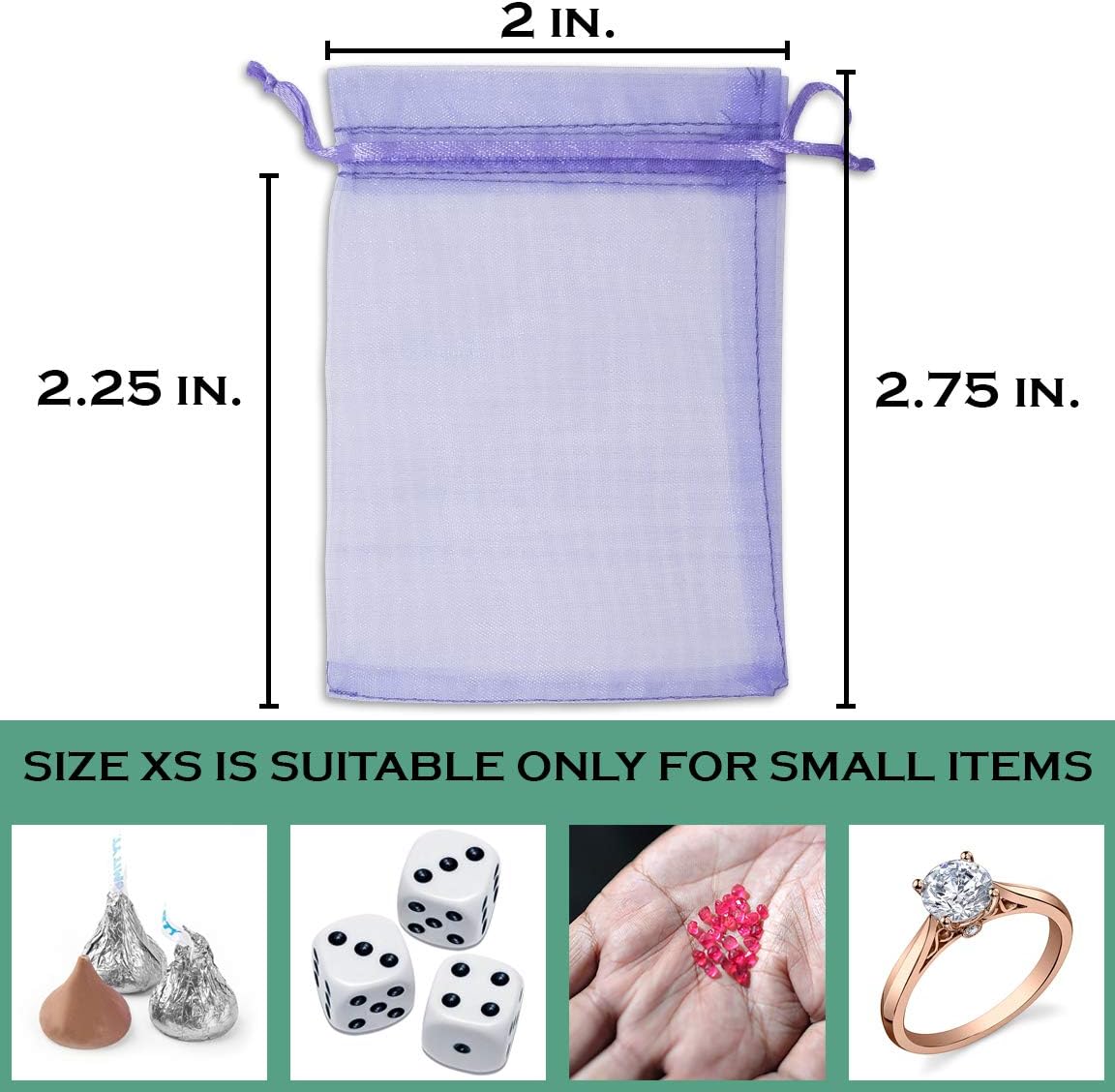 TheDisplayGuys 100-Pack XS 2 x 2 3/4" Lavender Sheer Organza Gift Bags with Drawstring, Jewelry Candy Treat Wedding Party Favors Mesh Pouch