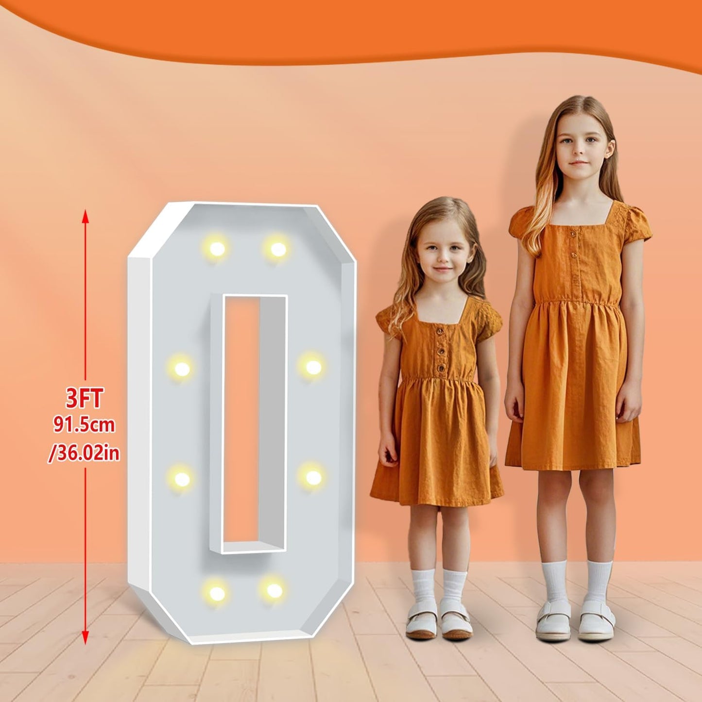 3FT Light Up Marquee Numbers, 3 Feet Tall Light Up Number 0, Mosaic Cardboard Numbers Signs for Balloon, Weddings, Birthdays, Anniversaries, Christmas, New Year's Celebrations, Easy to Assemble