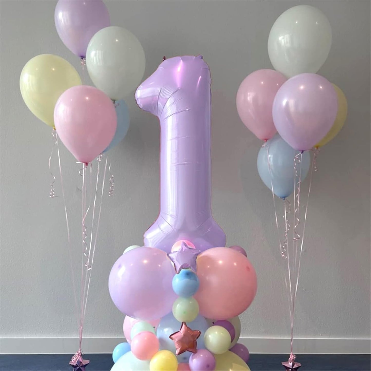 Light Purple 2 Balloons, 40 Inch Giant Lilac Helium Mylar Foil Number 0-9, Pastel Dusty Purple 2nd Birthday Balloon for Girls, Morados Numero Two Balloons for Women Anniversary Party Decorations