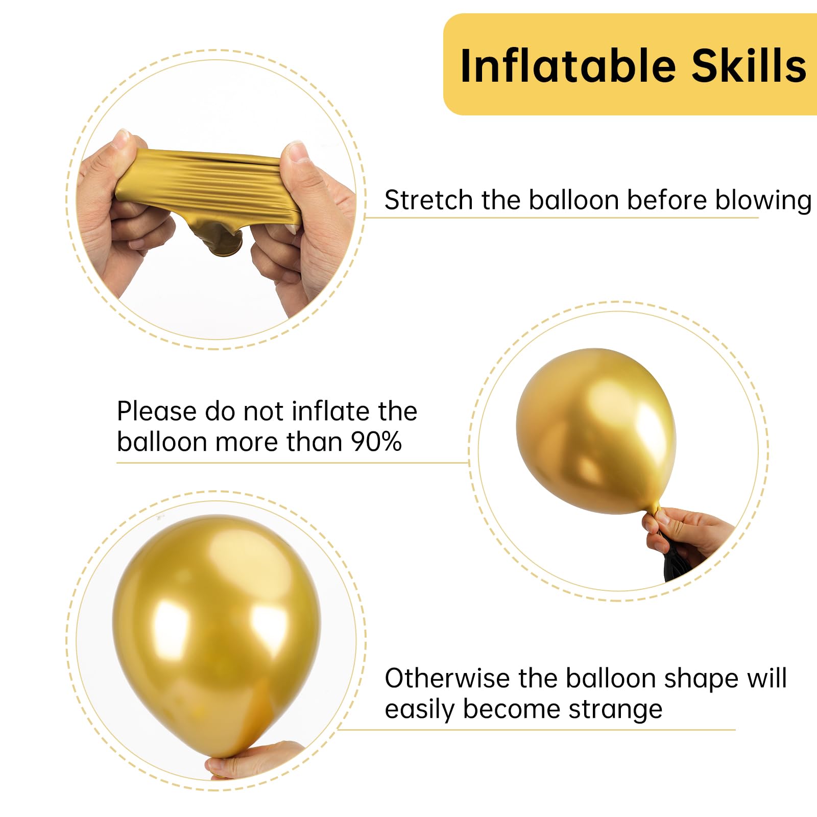 RUBFAC Gold Balloons Different Sizes Chrome Gold Balloon Arch Kit 129pcs