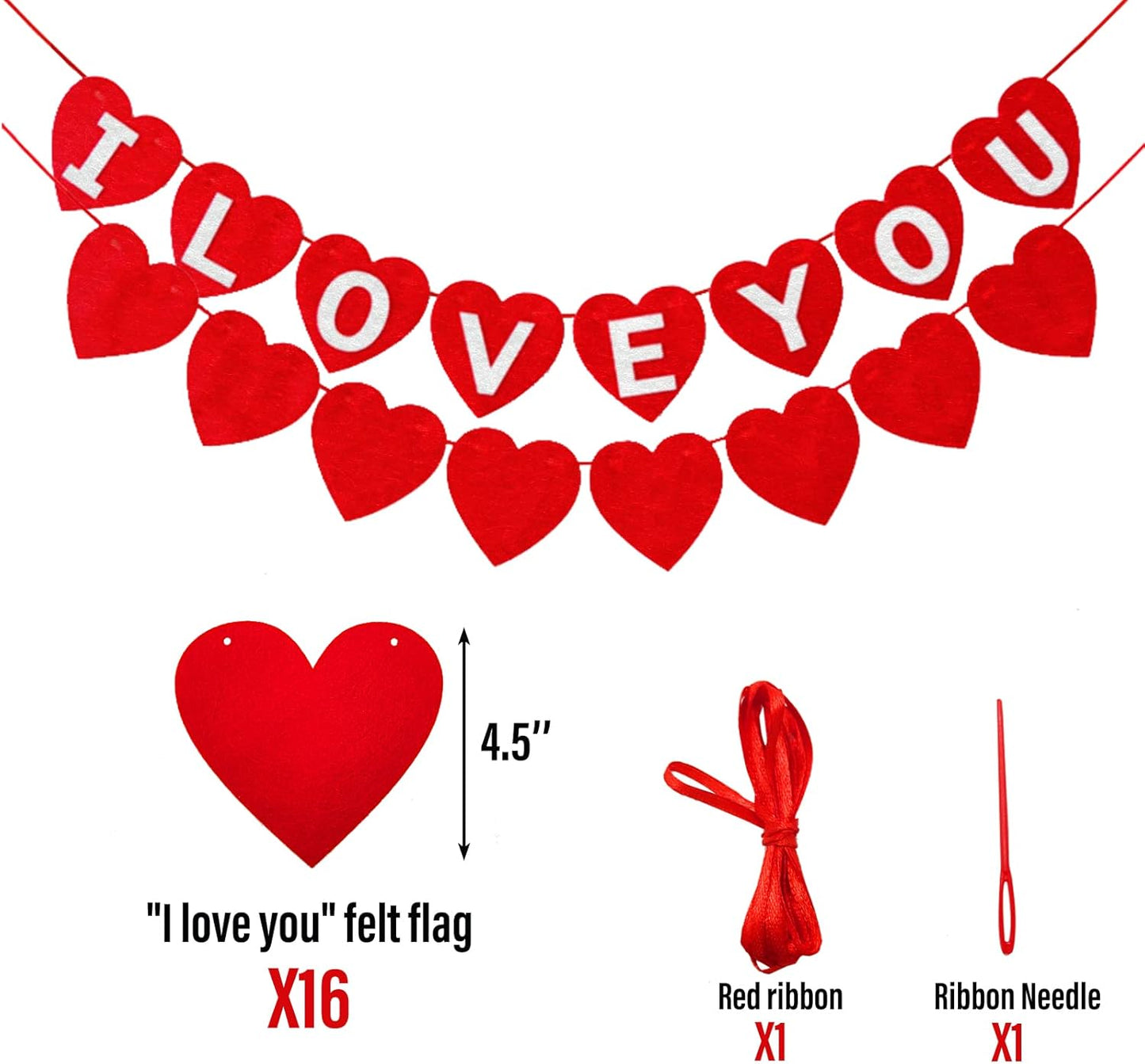 Rainmae Valentine Day Party Supplies I Love You & Love-Bear Balloons Kit with 1000 Pcs Dark-Red Silk Rose Petals & Romantic Flower Decoration Red Heart Balloons Swirls for Wedding Decorations