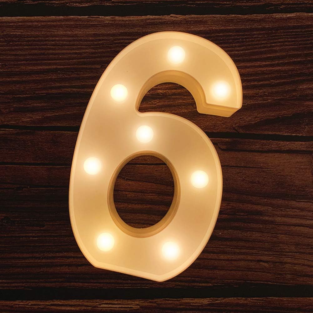 MUMUXI Marquee Light Up Letters | Large Light Up Numbers | Battery Powered and Bright with Every Letter of The Alphabet | for Wedding, Birthday, Party, Celebration, Christmas or Home Decoration (6)