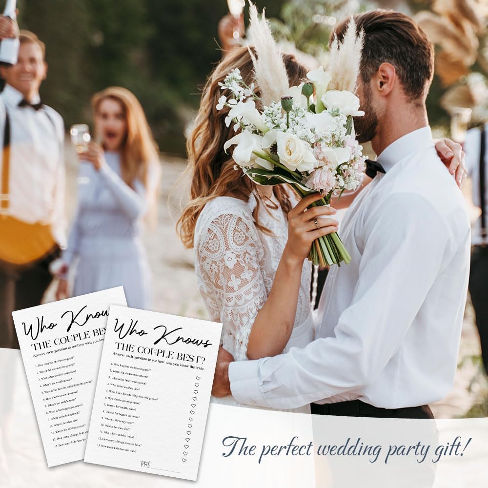30 Minimalism Wedding Game Cards - Who Knows The Couple Best - Bridal Shower, Engagement, Mr & Mrs, Newlyweds, Wedding Games, Party Activities & Supplies - B06 ?White?