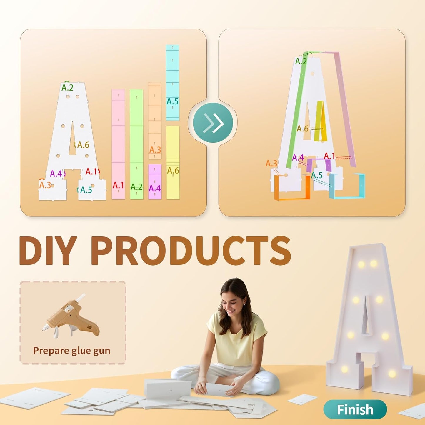 imprsv Marquee Letter K, 3FT White Foam Board Art Craft Kit for Baby Shower, Wedding Decorations, Party Backdrop Decor