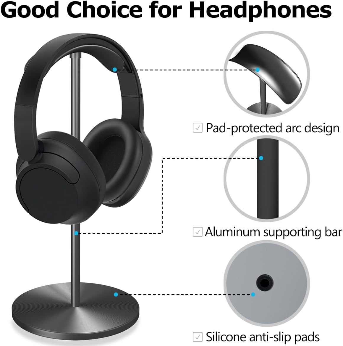 Headphone for Desk Hanger Holder Organizer Keeper Racks Storage Mount Gaming Headset Stand Premium Functional Craftmanship Headset Stand (Metal)