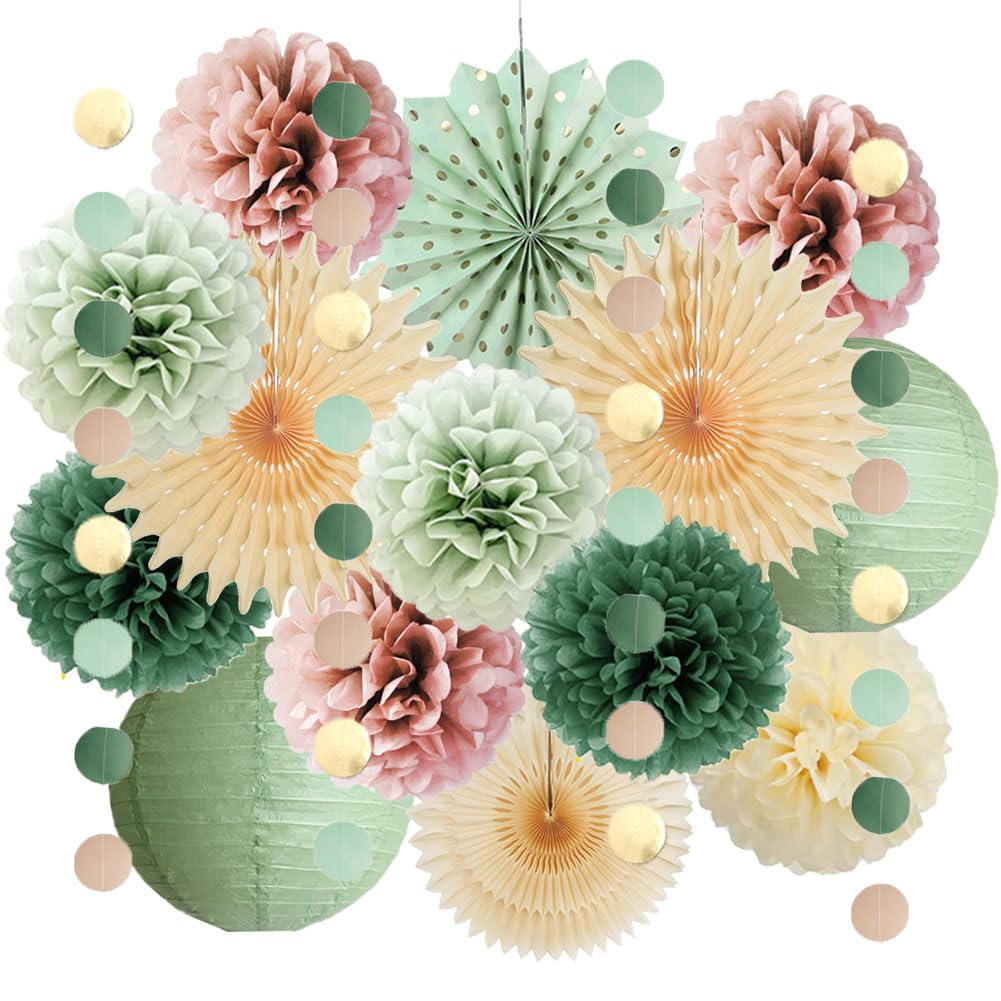 Sage Green and Dusty Pink Party Decorations Retro Olive Sage Green and Dusty Rose Party Decorations