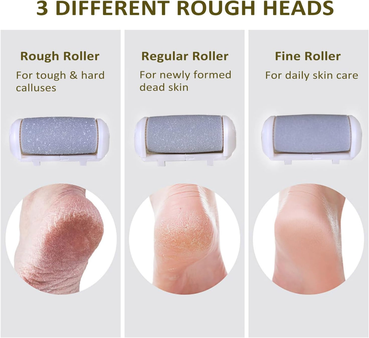 Electric Callus Remover for feet - FSA Eligible - Portable Rechargeable Electric Foot Files with 3 Heads - Pedicure Kit for Dry Dead Hard Cracked Skin