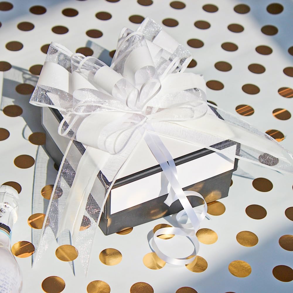 Large White Gift Bow, 10 PCS White Pull Bows for Gift Wrapping, Wedding, Christmas, Valentine's Day, Presents, Flower Basket Decor(8 inches)