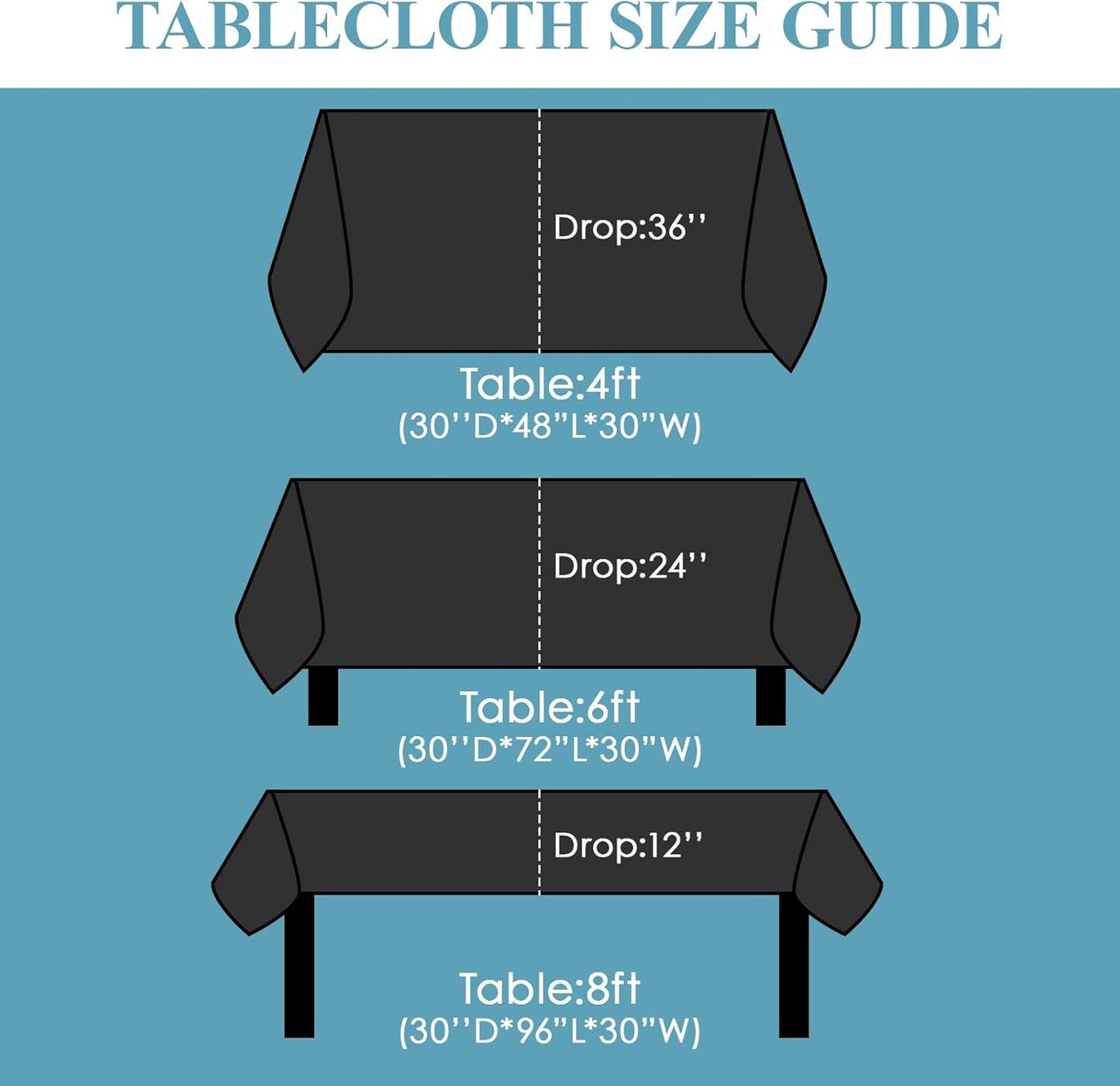 VidaFete Tablecloth 60 * 120inch Rectangle Table Cloth Polyester, Stain Wrinkle Resistant Polyester Dining Table Cover for Kitchen Dinning Party Wedding Rectangular Tabletop Buffet Decoration(Black)